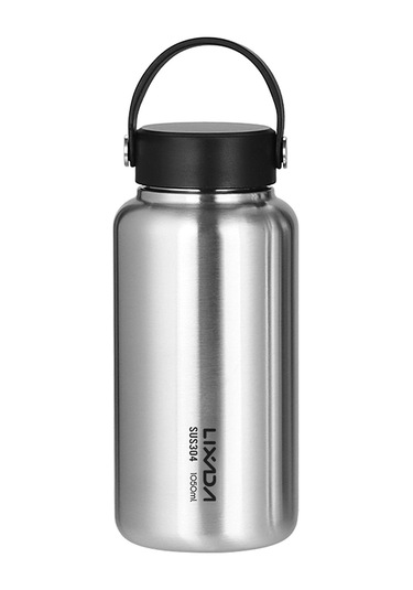 Lıxada 1050ml Paslanmaz Çelik Su Şişesi Sızdırmaz Spor Şişesi, 750ml Asılı Pot İle Bottle Only Gümüş