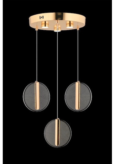 İstanbul Avize Parla 3'lü Gold Sarkıt Kumandalı Üç Renk Led Lüx Modern Ledli Avize