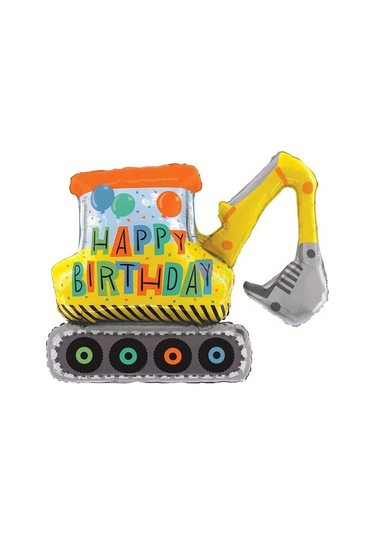 Willowhaven 1 Adet 39 İnç Yeni İnşaat Ekskavatörlü Mutlu Yıllar Folyon Balon Parti Dekorasyonu Multicolor Çok Renkli