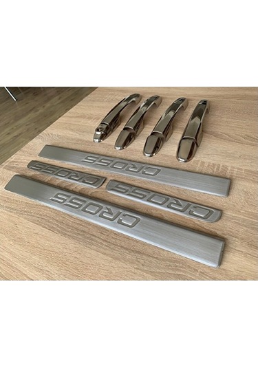 Egea Cross Uyumlu Krom Kapı Kolu Ve Kapı Eşiği Seti Paslanmaz Çel