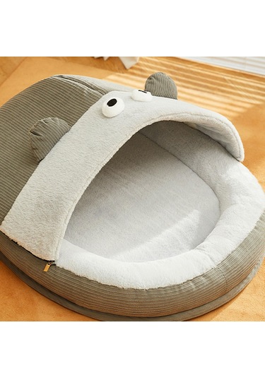 Homyl Pet Mağara Yatağı Yıkanabilir Sıcak Kulübe L-gri