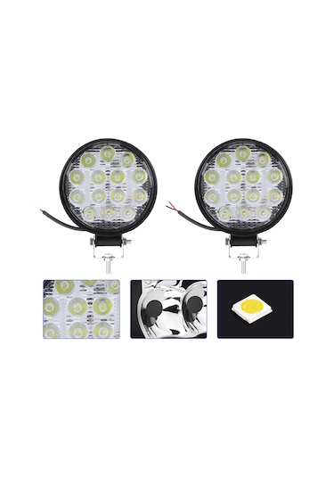 Off Road 14 Led 42 Watt Yuvarlak Traktör Tır Kamyon Tekne Sis Farı Projektör Çalışma Lambası
