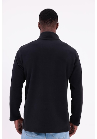 Freemen Erkek Fit Dik Yaka Yarım Fermuarlı Sweatshirt Polar Siyah