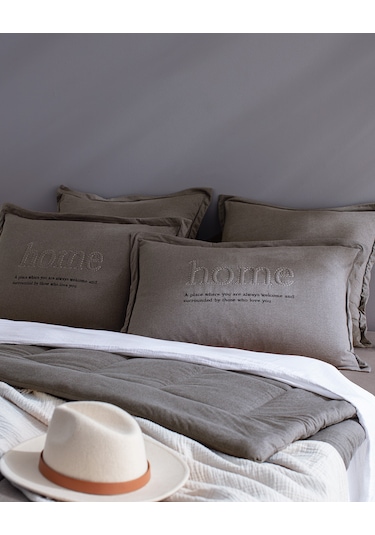 Bobigny Çift Kişilik Pamuklu Supersoft Comforter Set - Antrasit Gri