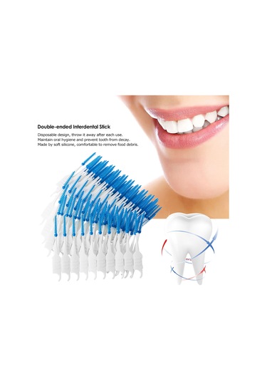 Skycity Mouth Cleaning Silikon Telli Diş Arası Fırça - 400 Adet Mavi Paket - Derin Temizleme, Kolay Kullanım