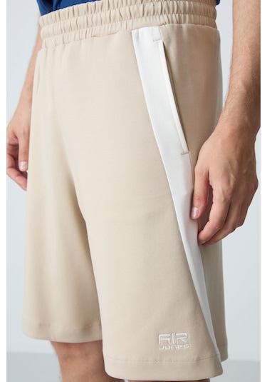 Tommy Life Bej Pamuklu Kalın Yumuşak Dokulu Standart Fit Basic Erkek Şort - 81280 Bej