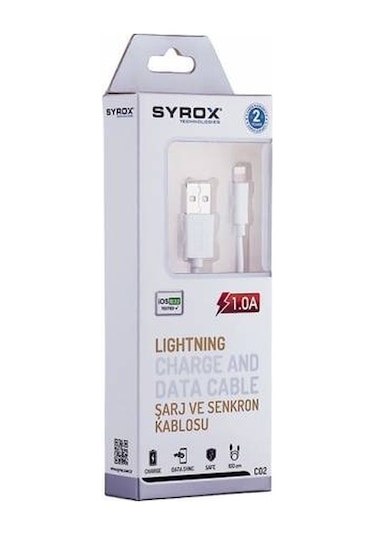 Syrox Lightning Apple iPhone Uyumlu Hızlı Şarj Ve Data Kablosu Syrox Ürünü