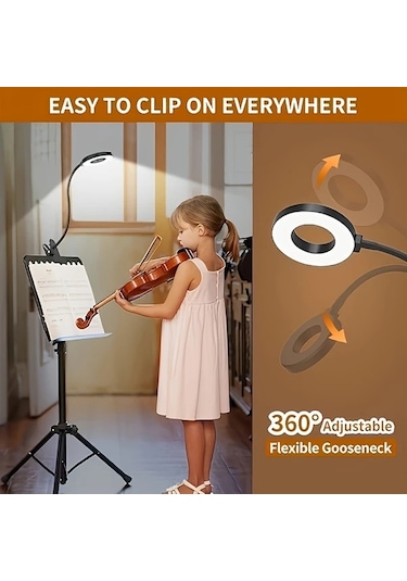 Boatshop1 Modern Usb Şarjlı Siyah Led Klipsiz Masa Lambası 360 Ördek Boyunlu Ayarlanabilir Parlaklık Ofis Okuma Video Konferans İçin Uzay Temalı Tasarım Siyah