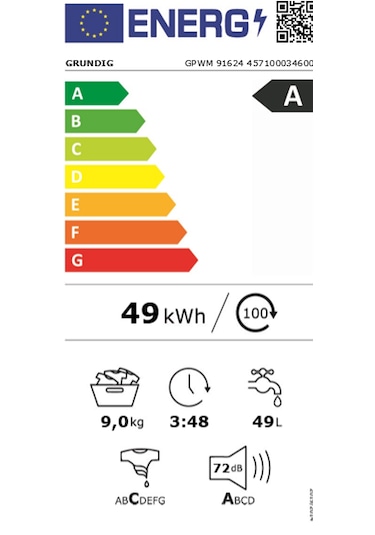 Grundig GPWM 91624 1000 Devir 9 KG Çamaşır Makinesi