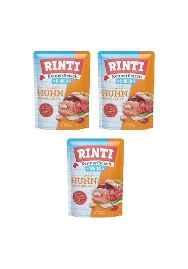 Rinti Pouch Tavuklu Yavru Köpek Yaş Mama 400 G X 3 Adet