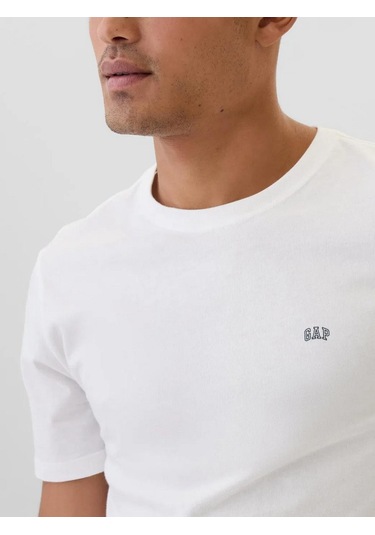 Gap 502022001 V-frch Everyday Soft Micro Logo Crew Erkek Tişört Beyaz
