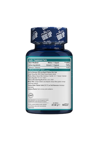 One Up Selenyum 200 Mcg 60 Kapsül Aromasiz