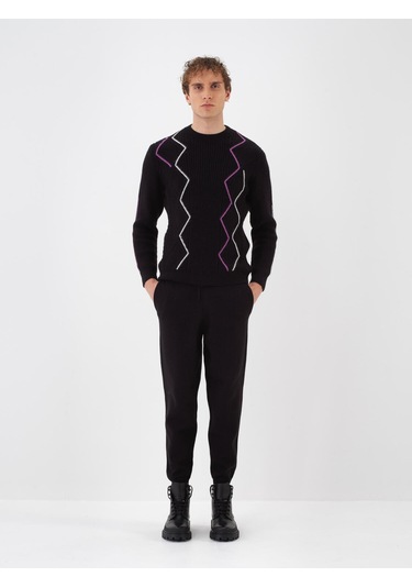 Siyah Doğal Yün Dokulu Regular Fit Pantolon 801843 Siyah