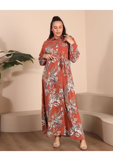 Kadin Buyuk Beden Yazlik Elbise Plus Tesettur Giyim Uzun Elbise 001