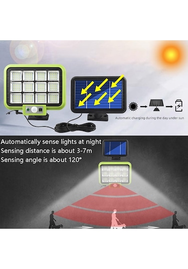 Sones 6 X 49 Cob Açık Su Geçirmez Güneş Bölünmüş Tip Duvar Lambası İnsan İndüksiyonlu Bahçe Koridor Ev Sokak Lambası