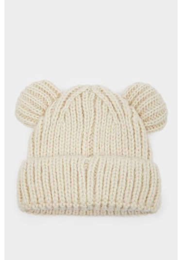 Defacto Kız Bebek Dokuma Etiketli Triko Bere F0023a525wnbg122 Bej