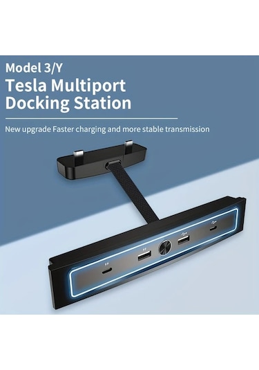Xuweiwei Tesla Model 3/y 27w Hızlı Şarj Dok Istasyonu Led Aydınlatma Siyah