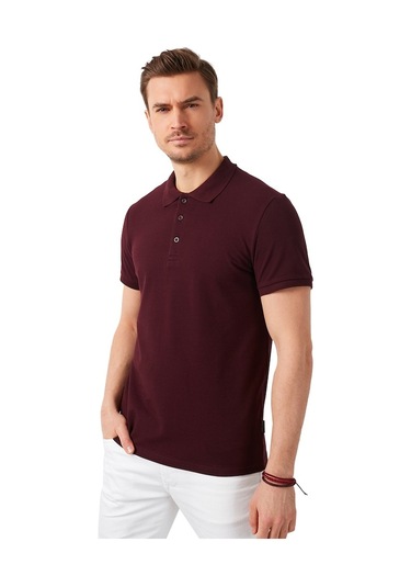 Buratti Pamuklu Regular Fit Düğmeli Erkek Polo Yaka T Shirt 5902127 Vişne