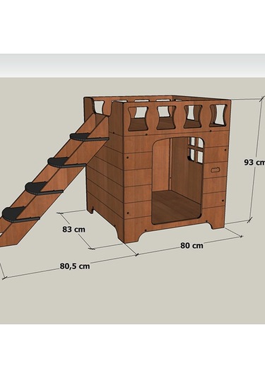 Mandu Ahşap Dublex Köpek Kulübesi Teraslı