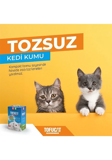 Tofucat Tuvalete Atılabilen Koku Hapsedeci Topaklaşan Doğal Tofu Kedi Kumu 2 x 8 L