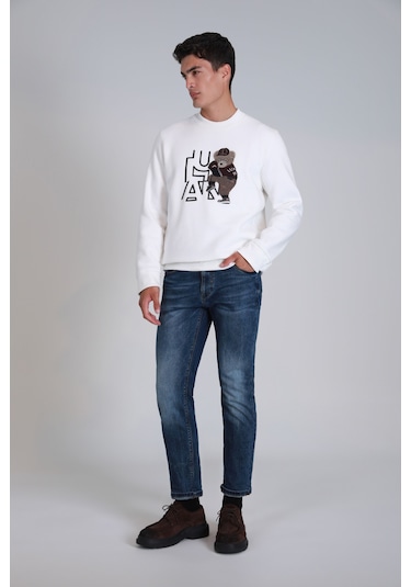 Lufian Bert Smart Jean Erkek Pantolon Slim Fit Mavi Mavi 112200209100300 Mavi