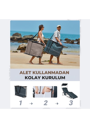 Kingcamp Magnolia B10 Plus Hands-free Premium 7 Kademeli Katlanır Şezlong Blue/grey Mavi