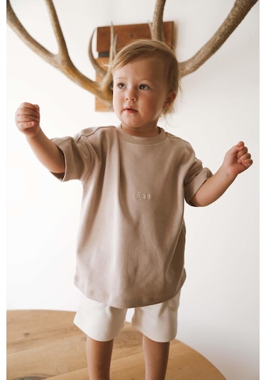 Oh La La Koala Vizon Bisiklet Yaka Oversize T-shirt Bebek - Çocuk Vizon