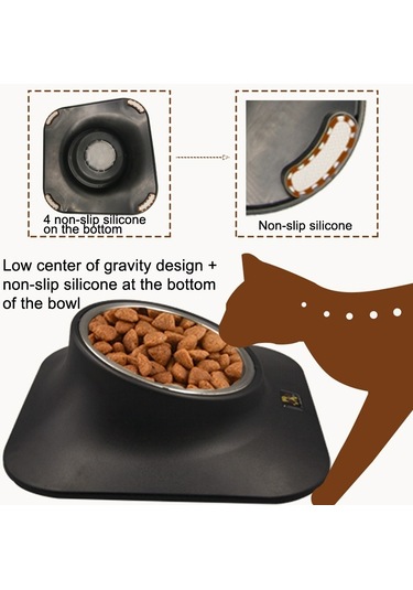 Cbtx Pugga Pet Paslanmaz Çelik Kaymaz Çift Kase Kedi Köpek Eğimli Boyun Besleyici