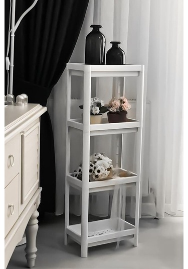 Bayev Beyaz 3 Kat Organize Toparlayıcı Raf Ünitesi Beyaz