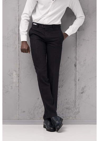 Ecer Regular Fit Düz Kalın Kışlık Gabardin Yan Cepli Pantolon Lacivert