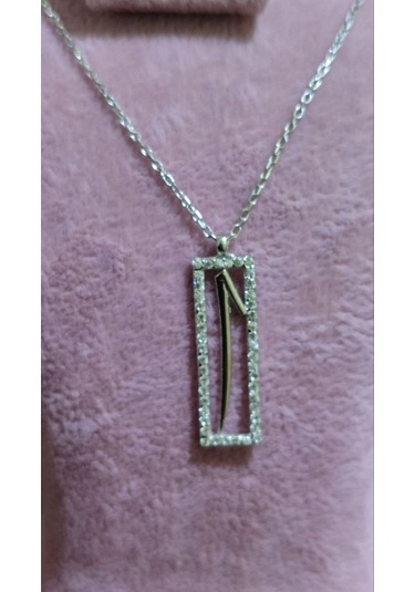 Modagümüşevi 925 Ayar Gümüş Elif Yazılı Kolye, Gümüş Kadın Kolye, Elif Kolye Md-2