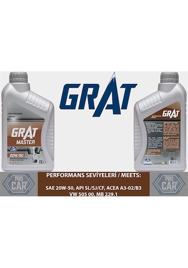 GRAT 620501 MOTOR YAĞI 1 LITRE 20W50 API SL CF