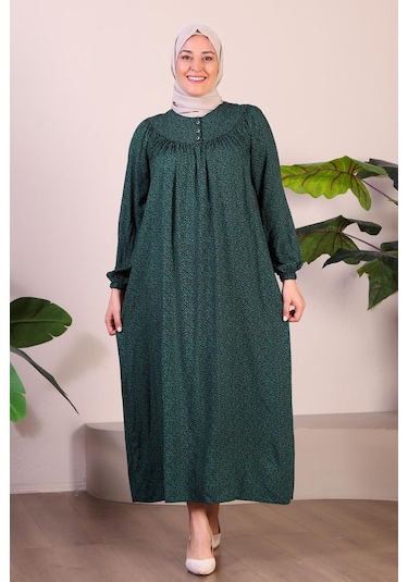 Kadın Uzun Buyuk Beden Anne Elbise Yazlik Tesettur Giyim 001