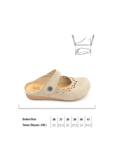 Gezer Yazlık Kadın İç Tabanı Hakiki Deri Cırt Cırtlı Terlik Gt1yze.11236.00.014.g8 Krem
