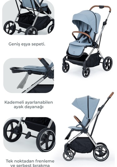 Kanz Snap Autofold Travel Sistem Bebek Arabası Foggy Blue