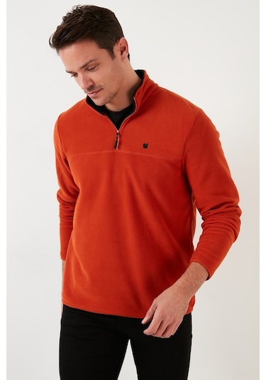 Buratti Slim Fit Anti-Pilling Tüylenme Yapmayan Bato Yaka Kışlık Şardonlu Erkek Polar 5906001 Orange