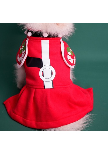 Vkemall Kırmızı Noel Köpek Mantosu, Polyester, L Beden Göğüs:48cm, Sırt:35cm, Boyun:36cm