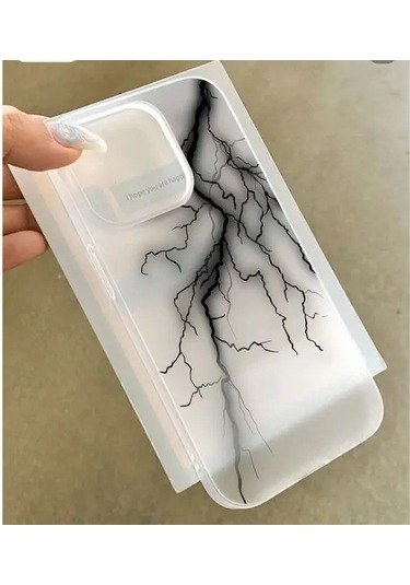 Fochsia iPhone Uyumlu 12 Pro Max İçin Siyah Minimal Mat Yarı Saydam Yıldırım Kılıf