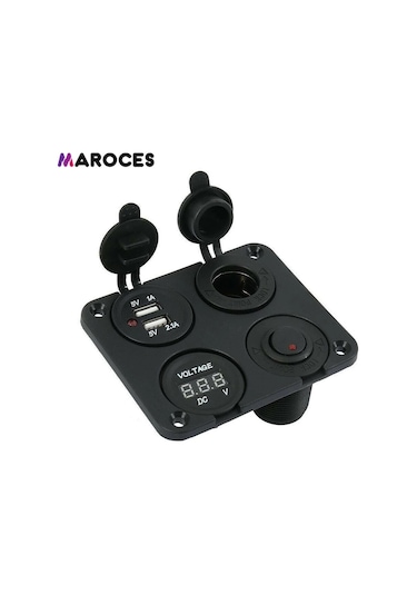 Maroces-Switch Panel 4'Lü Marin Usb + Voltmetre + Çakmaklık + Anahtar