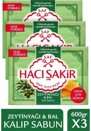 Hacı Şakir Zeytinyağı & Bal Saf Kalıp Sabun 3'lü 4 x 150 G