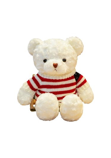 Turki Teddy Ayı Plush Toy Renkli Pillow 40cm Beyaz Çiçek Bayrak