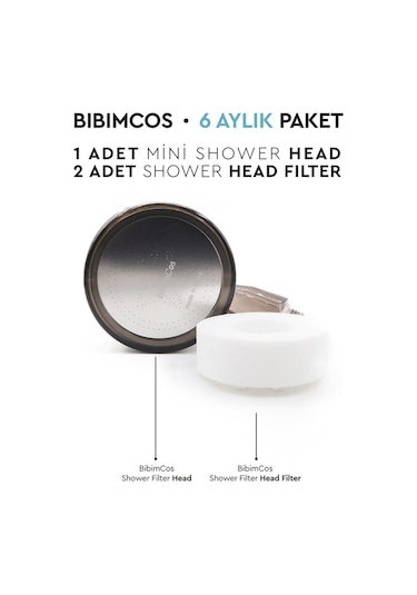 Bibimcos Mini Shower Head + 2 Adet Yedek Filtre 6 Aylık Set Siyah