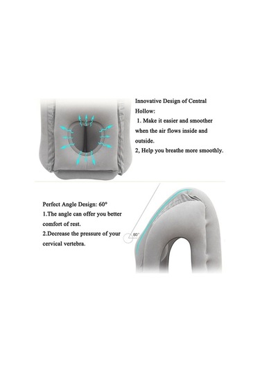 Pazly Gri Seyahat Uyku Tulumu, Taşınabilir Boyun Yastığı, Uçak-tren-otobüs İçin Kolay Uyku Kolay Şişirilir Gri