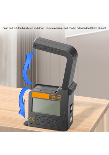 Kangvka Dijital Pil Test Cihazı, Hızlı Pil Gücü Tespiti, Lcd Ekranlı, Kolay Kullanım, 90mm Uzatılabilir, Çeşitli Pil Tiplerini Ölçer Siyah