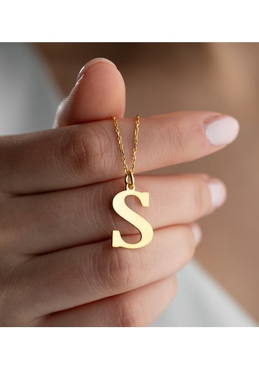 925 Ayar Gümüş İsimli Kadın Kolye 3 Sarı