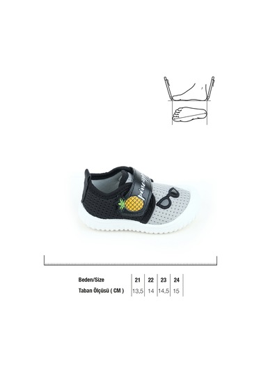 Gezer Yazlık Keten Bebe Erkek Ayakkabı Gri-siyah