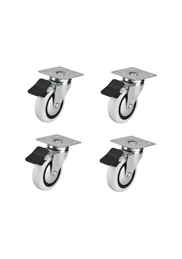 4 Adet Hts Döner Tablalı Frenli Mobilya Tekeri Çap : 74 Mm Kod : 353