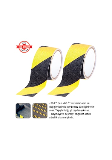 Tomax Kaydırmaz Bant 25 Mm X 15 Mt Siyah Sarı