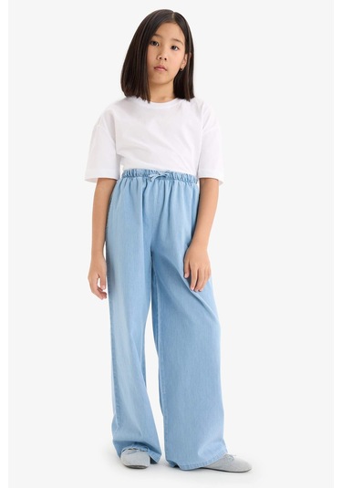 DeFacto Kız Çocuk Wide Leg Geniş Paça Jean Pantolon D7101A825SMNM39 Mavi