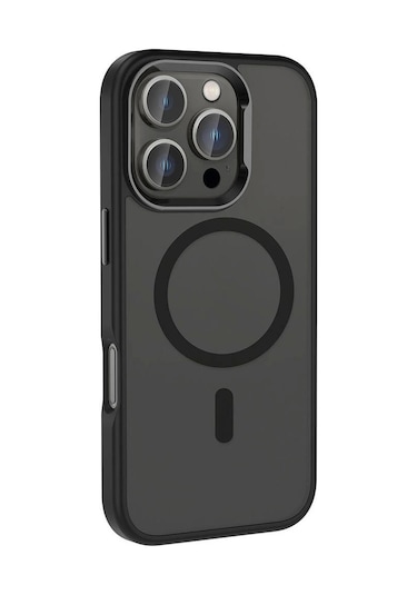 iPhone Uyumlu 16 Pro Kılıf Magsafe Şarj Özellikli Parlak Kamera Çerçeveli Redclick Kost Kapak - Siyah